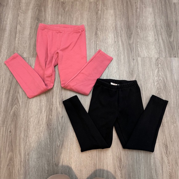 Girls WARM/THICK Leggings Bundle Size 6/6X Cat & Jack Jumping Beans Pink & Black - Picture 1 of 3
